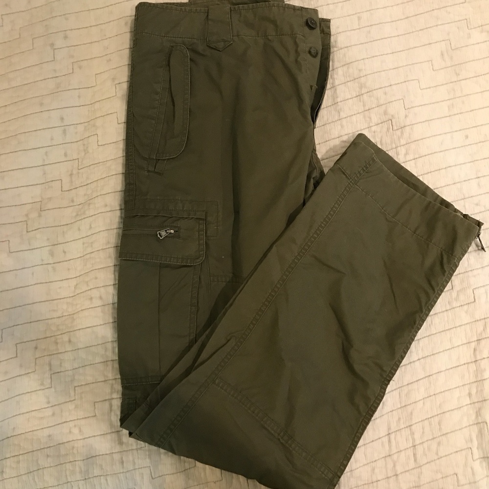 Diesel Size 36 Green Cargo Pants Waxed Cotton